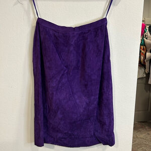 Oscar de la Renta Deep Purple Suede Skirt Quiet Luxury Old Money Size 12